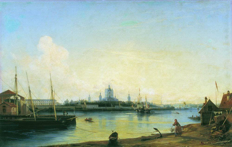 Smolny as seen from Bolshaya Okhta by Alexey Bogolyubov — Oil Painting Reproduction