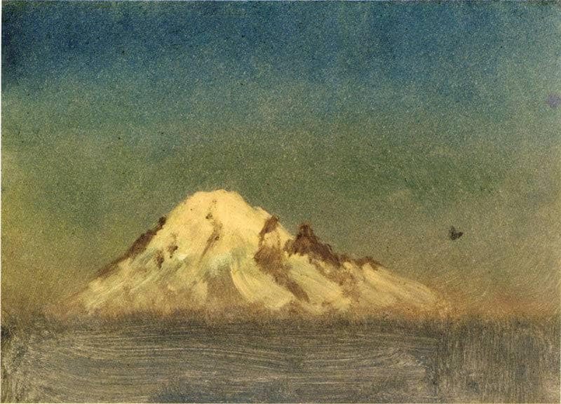 Snow Capped Moutain by Albert Bierstadt — Oil Painting Reproduction