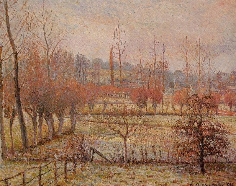Snow Effect at Eragny by Camille Pissarro — Oil Painting Reproduction