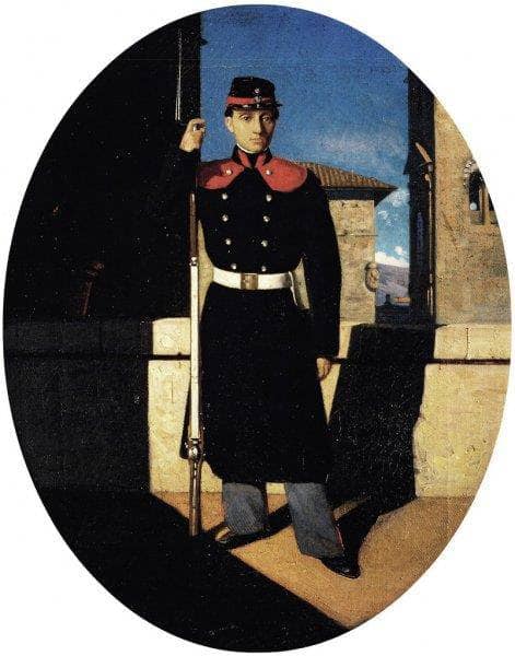 Soldier of the Tuscan National Guard by Odoardo Borrani — Oil Painting Reproduction