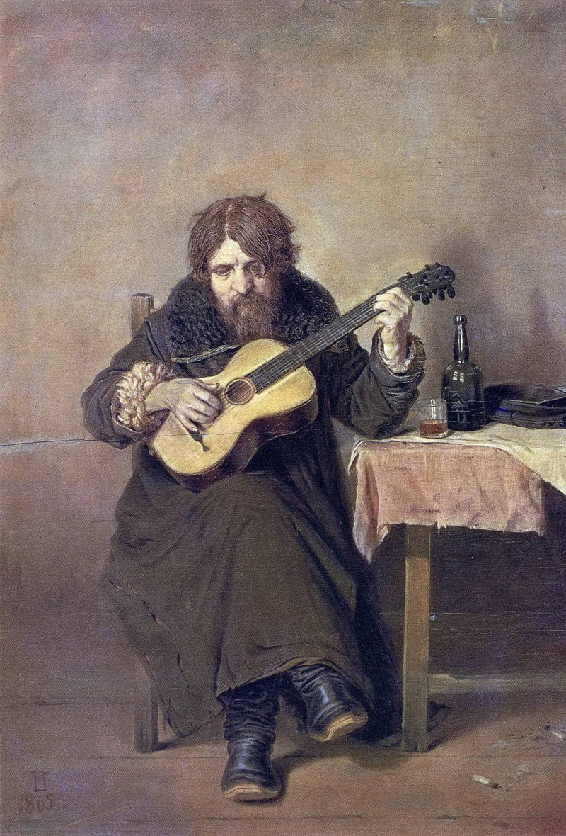 Solitary Guitarist by Vasily Perov — Oil Painting Reproduction