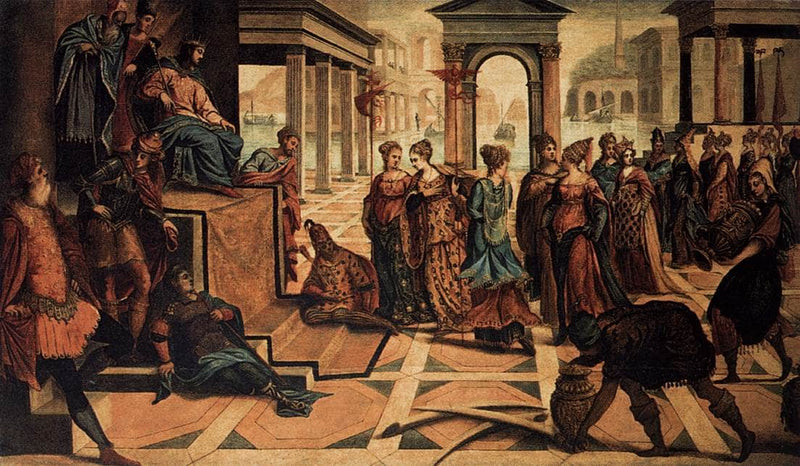 Solomon and the Queen of Sheba by Tintoretto — Oil Painting Reproduction