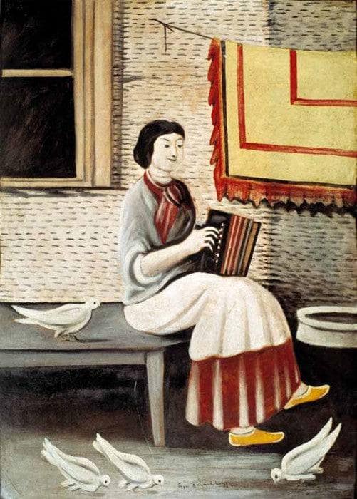 Sona Gorashvili playing accordion by Niko Pirosmani — Oil Painting Reproduction