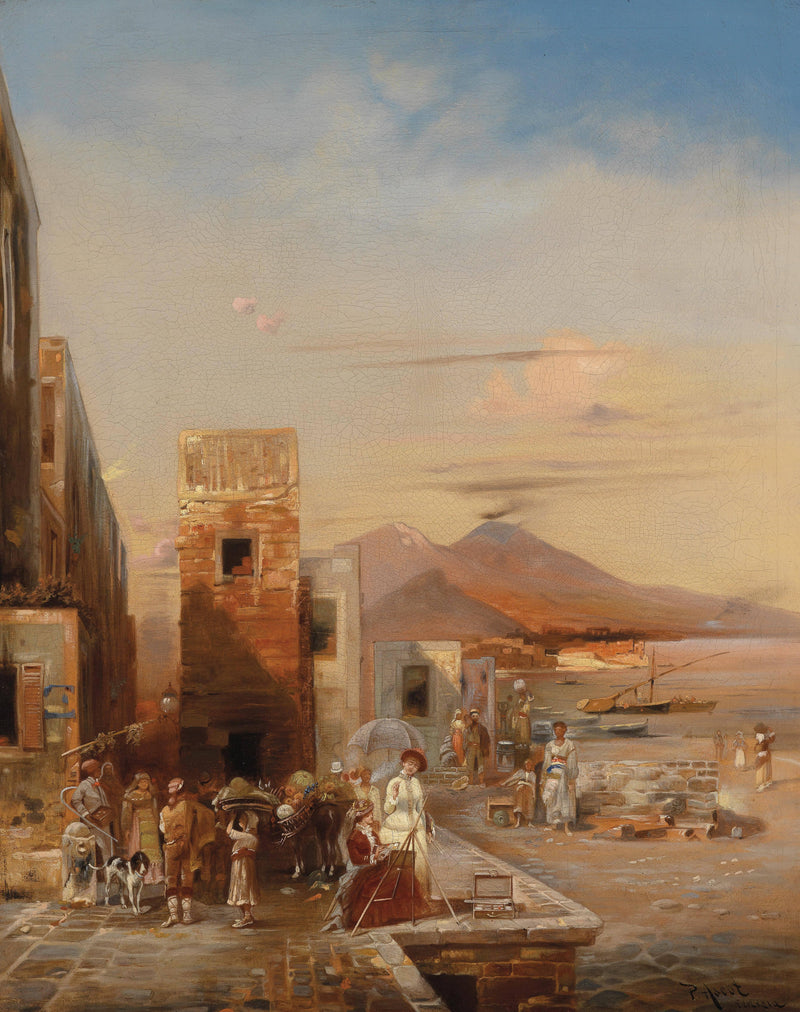 Southern Italian Scene (Naples?) by Robert Alott — Oil Painting Reproduction