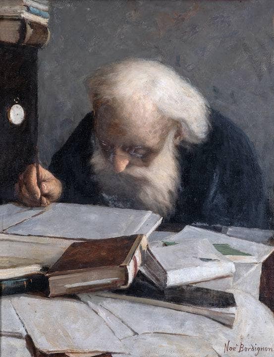 Spiritual father Ghevont Alishan in his study by Noè Bordignon — Oil Painting Reproduction