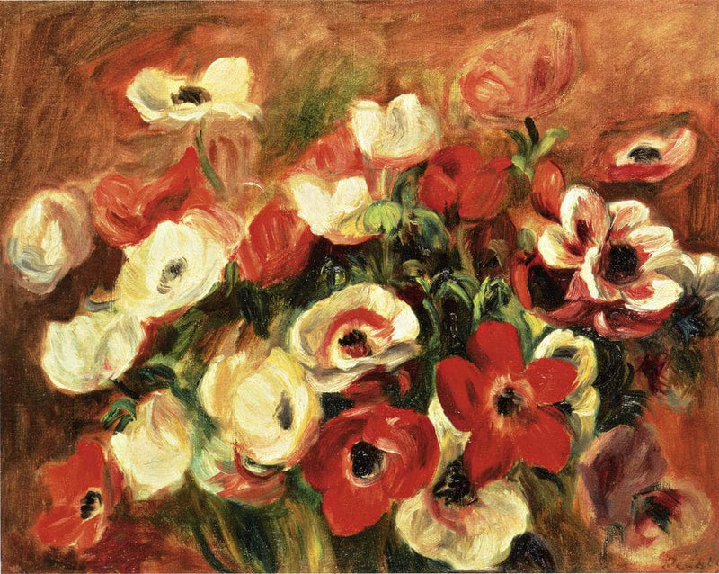Spray of Anemones by Pierre-Auguste Renoir — Oil Painting Reproduction