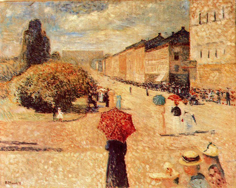 Spring Day on Karl Johan Street by Edvard Munch — Oil Painting Reproduction