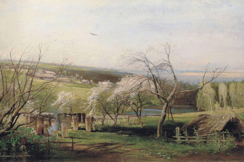 Spring, Village View by Aleksey Savrasov — Oil Painting Reproduction