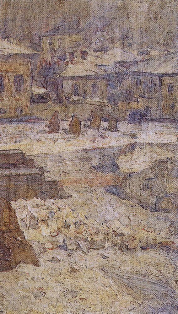 Square in front of the Museum of Fine Arts in Moscow by Vasily Surikov — Oil Painting Reproduction