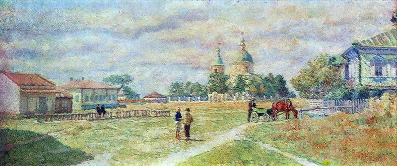 Square in the village Mikhailovskaya by Ilya Mashkov, Oil Painting Reproduction