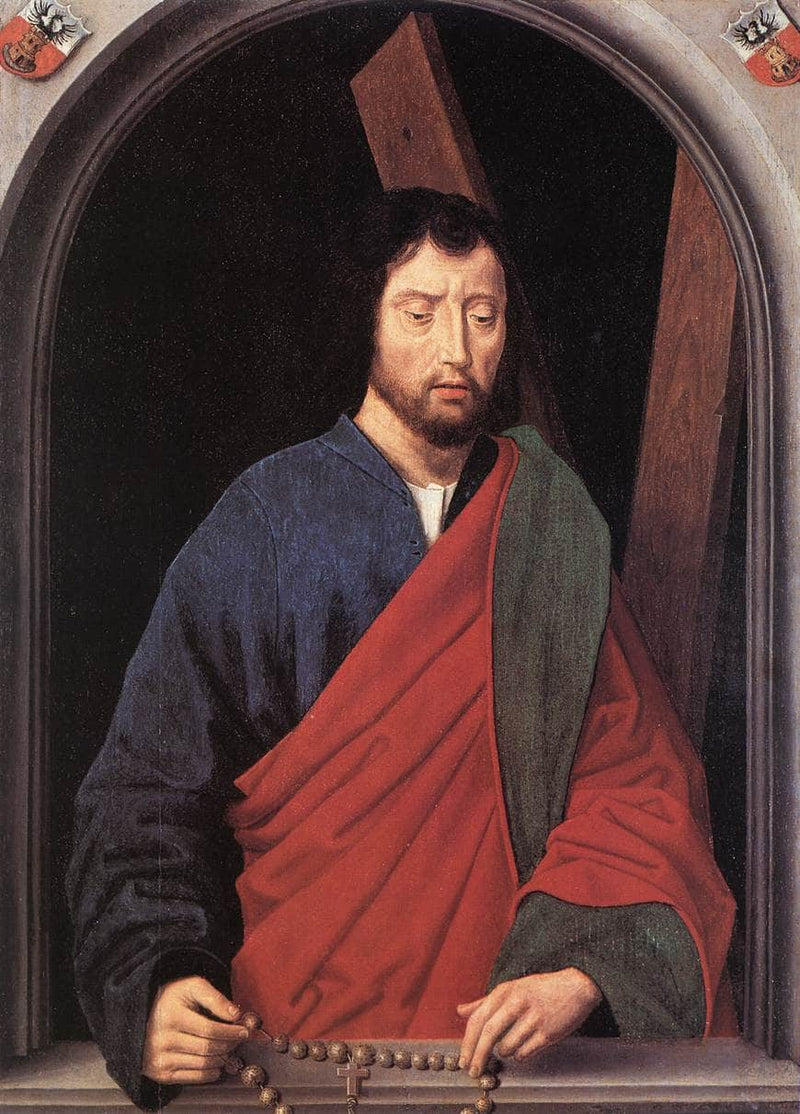 St. Andrew (left wing of a diptych, reverse) by Hans Memling — Oil Painting Reproduction