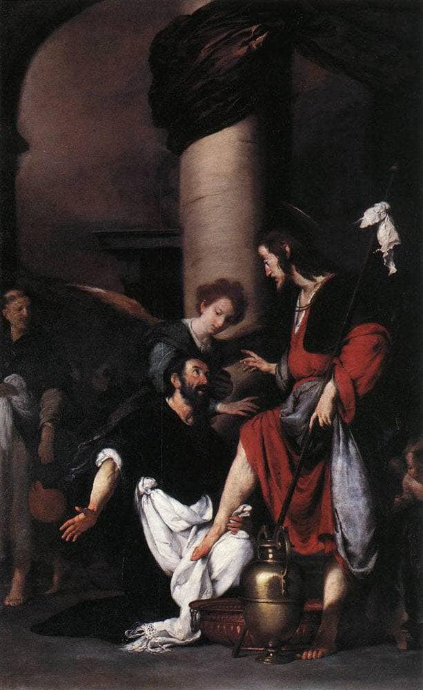 St. Augustine Washing the Feet of Christ by Bernardo Strozzi — Oil Painting Reproduction