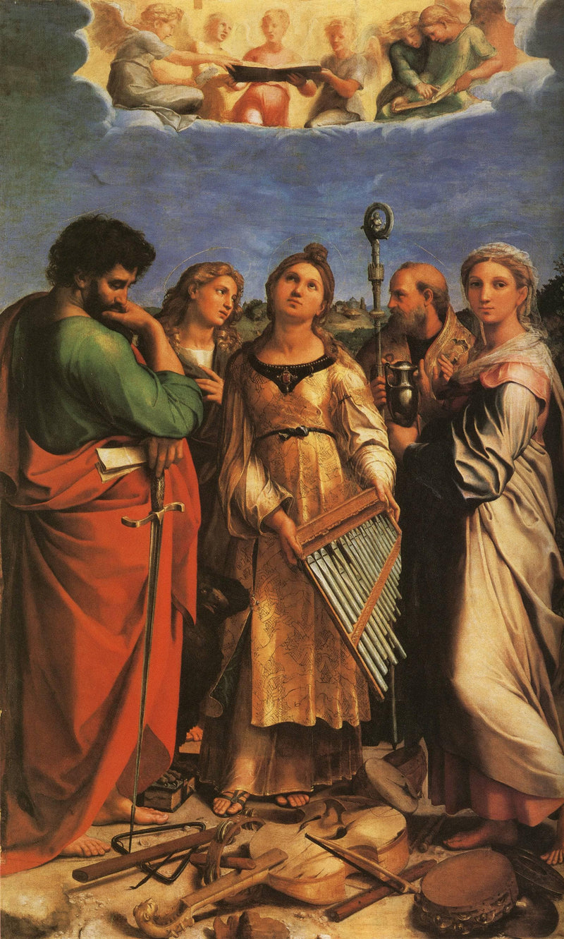 St. Cecilia with Sts. Paul, John Evangelists, Augustine and Mary Magdalene by Raphael — Oil Painting Reproduction