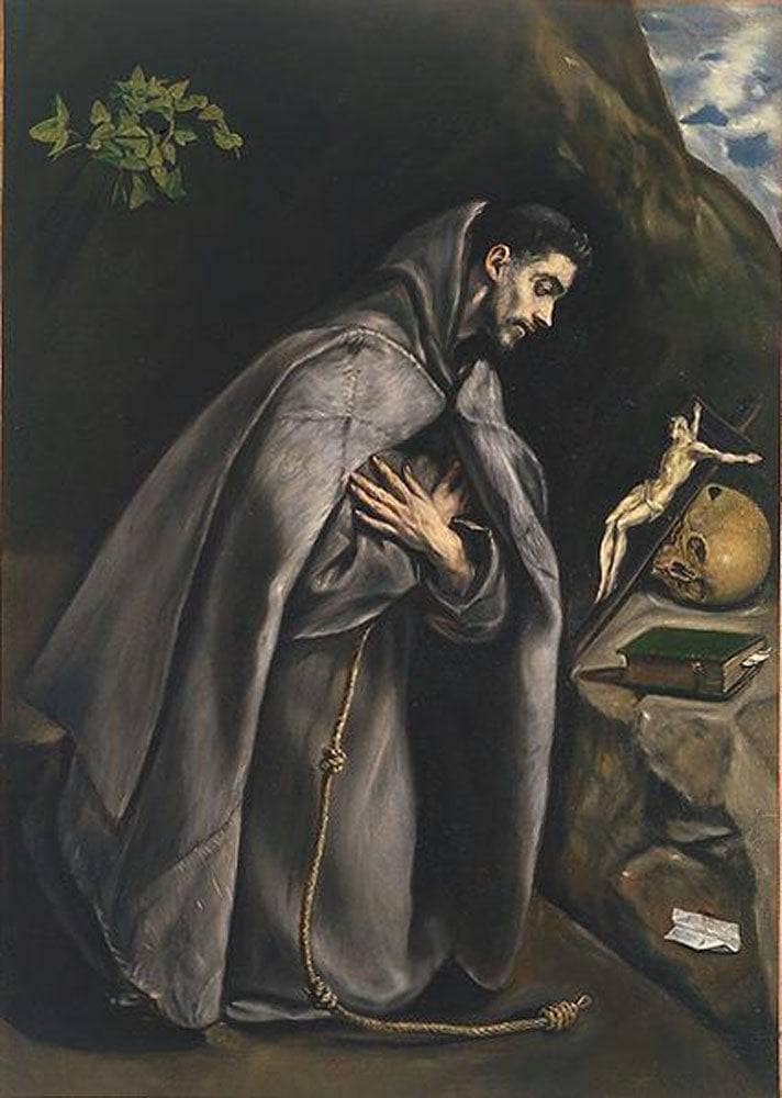 St. Francis praying by El Greco — Oil Painting Reproduction