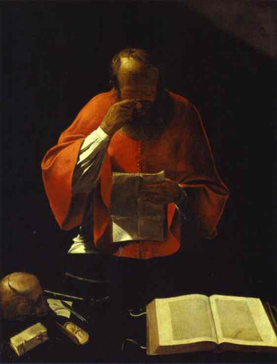 St.Jerome reading in kitchen