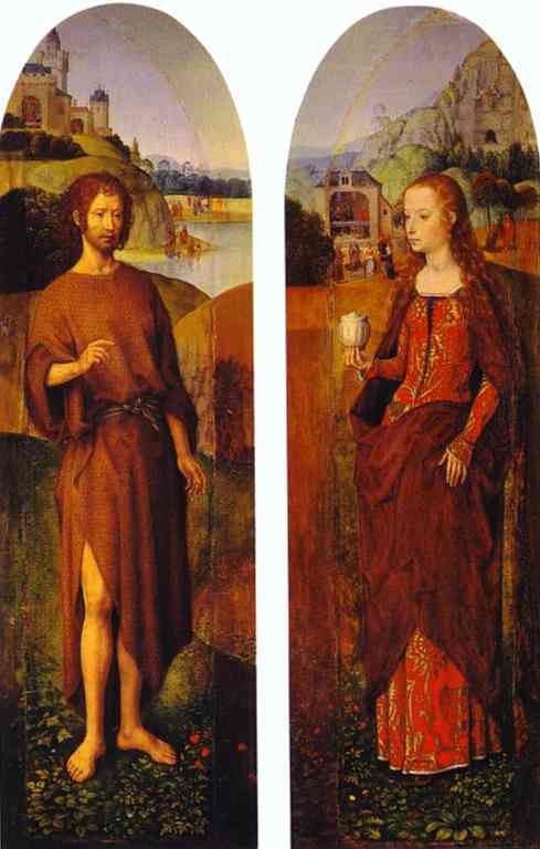 St. John the Baptist and St. Mary Magdalen. Wings of a triptych by Hans Memling — Oil Painting Reproduction
