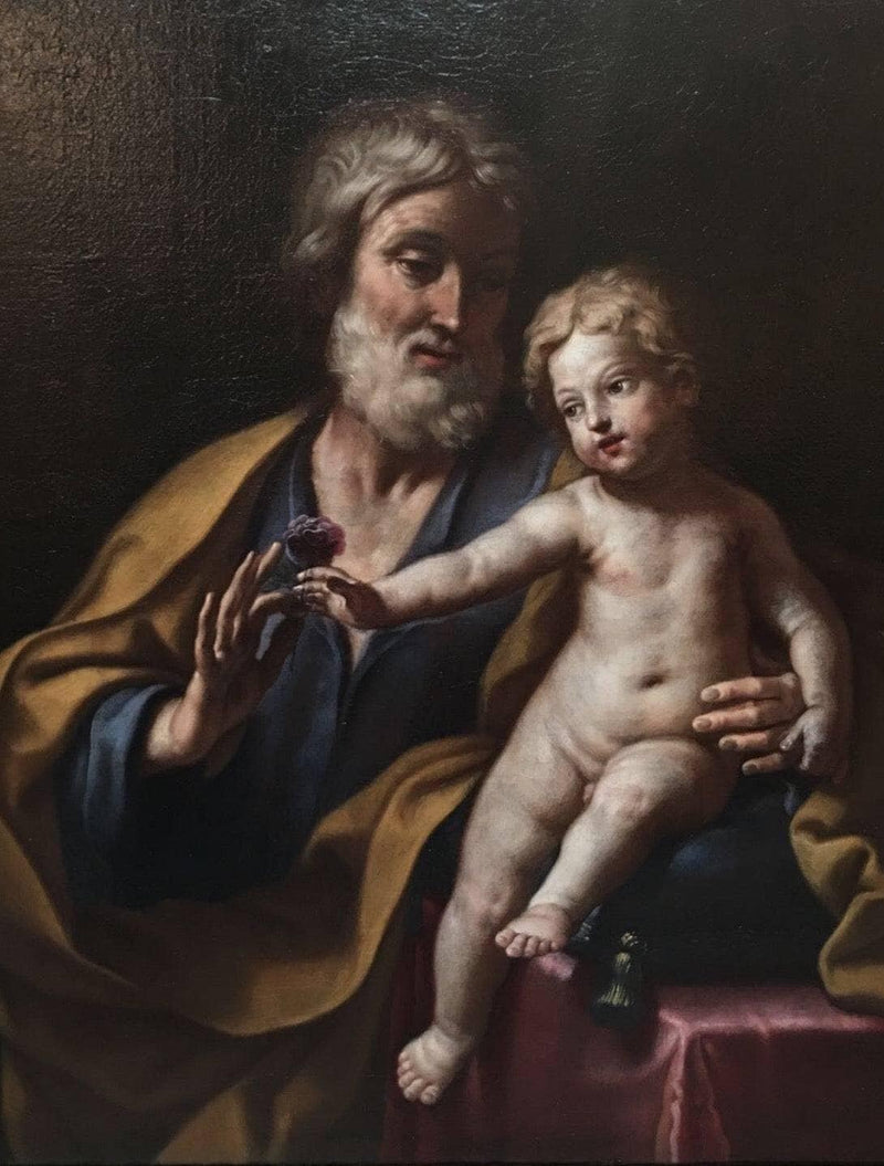St. Joseph with the Infant Jesus by Elisabetta Sirani — Oil Painting Reproduction