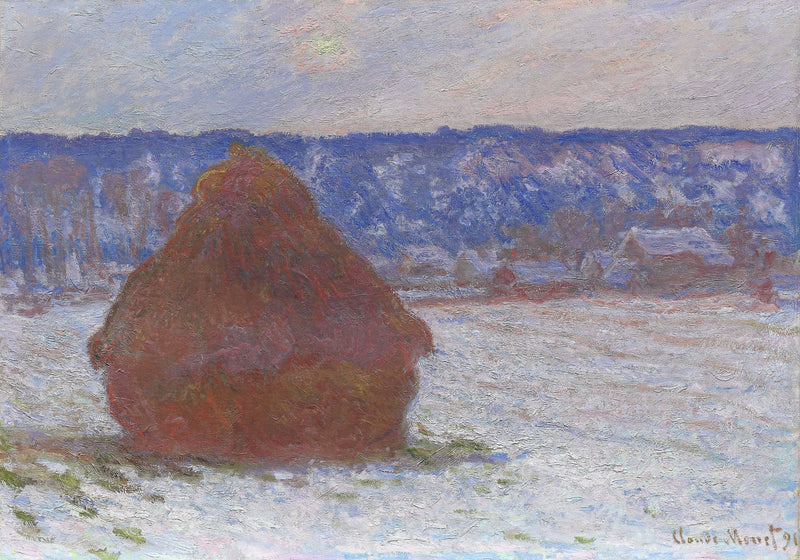 Stack of Wheat (Snow Effect, Overcast Day) by Claude Monet — Oil Painting Reproduction