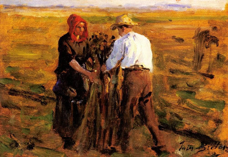 Stacking Carnations by Jules Breton — Oil Painting Reproduction