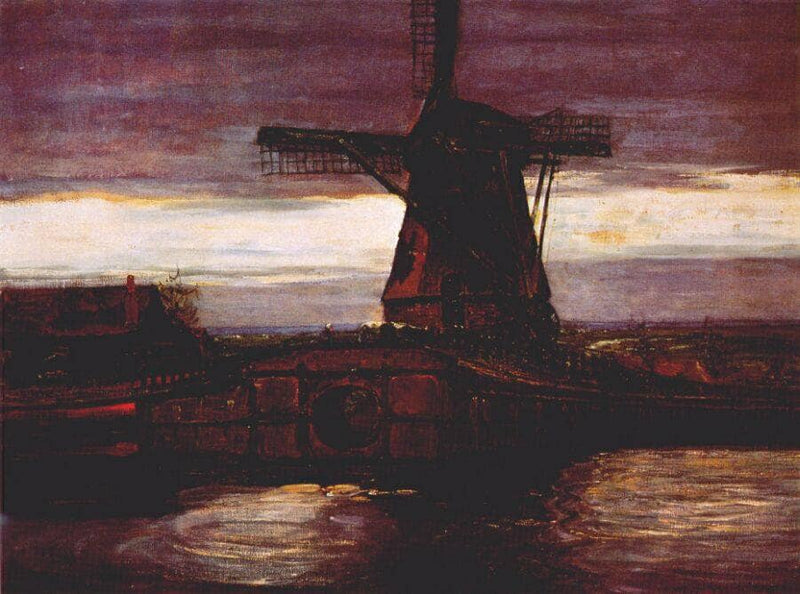 Stammer Mill with Streaked Sky by Piet Mondrian — Oil Painting Reproduction
