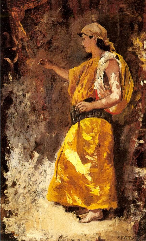 Standing Arab Woman by Edwin Lord Weeks — Oil Painting Reproduction