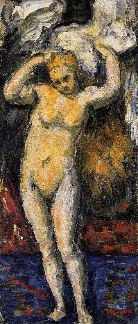 Standing Bather, Drying Her Hair by Paul Cezanne, Oil Painting Reproduction