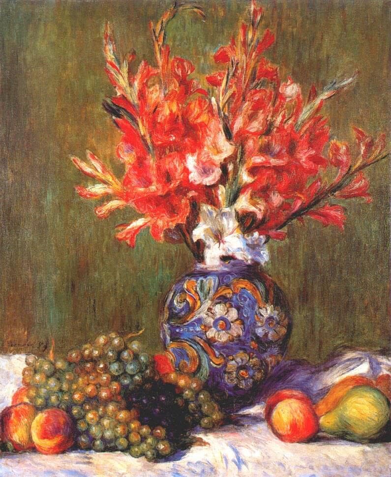Still Life Flowers and Fruit by Pierre-Auguste Renoir — Oil Painting Reproduction