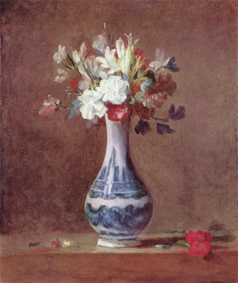 Still Life, Flowers in a Vase by Jean-Baptiste-Simeon Chardin — Oil Painting Reproduction