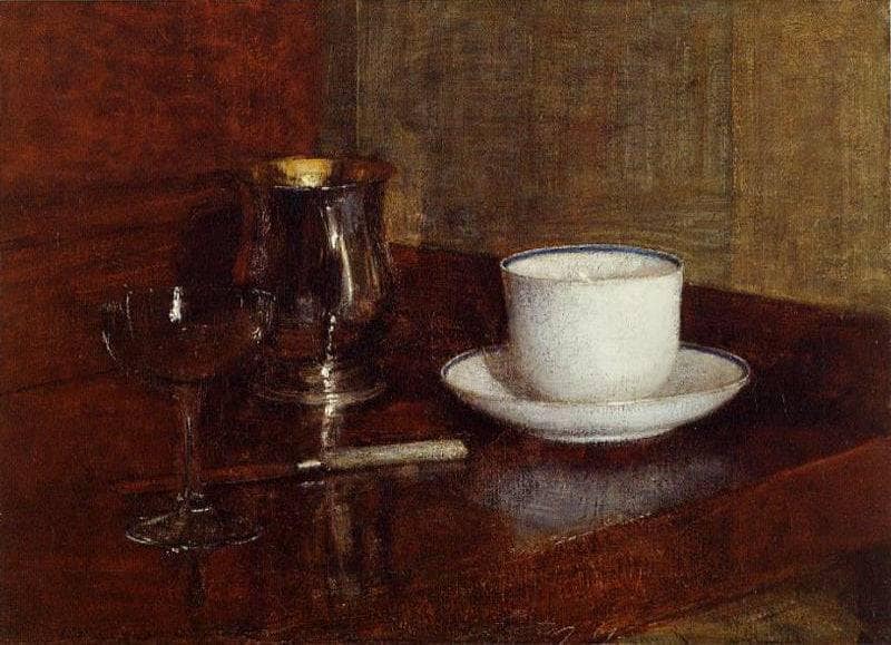 Still Life Glass, Silver Goblet and Cup of Champagn by Henri Fantin-Latour — Oil Painting Reproduction