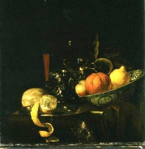 Still-Life: Orange, Lemon, and Wine in a Glass by Juriaen van Streeck — Oil Painting Reproduction