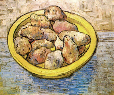 Still Life Potatoes in a Yellow Dish in home office