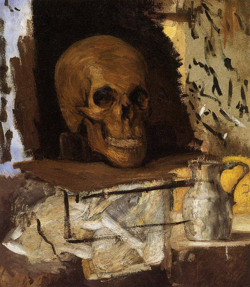 Still Life Skull and Waterjug by Paul Cezanne — Oil Painting Reproduction