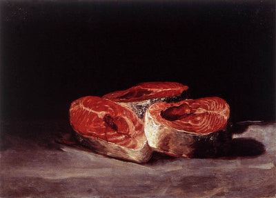 Still Life Three Salmon Steaks in hallway