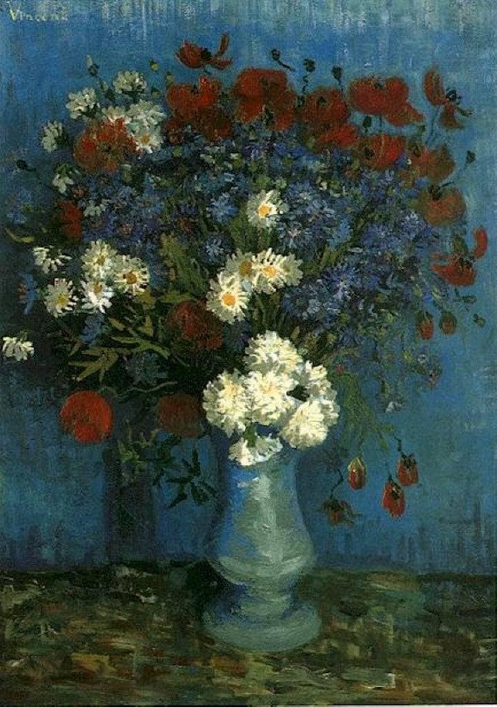 Still Life: Vase with Cornflowers and Poppies by Vincent van Gogh — Oil Painting Reproduction