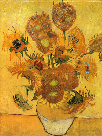 Still Life - Vase with Fifteen Sunflowers in hallway