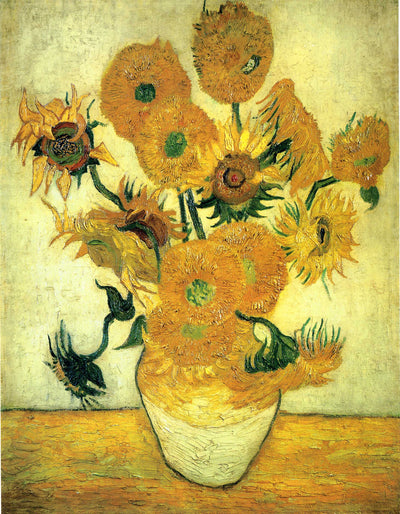 Still Life - Vase with Fourteen Sunflowers in study
