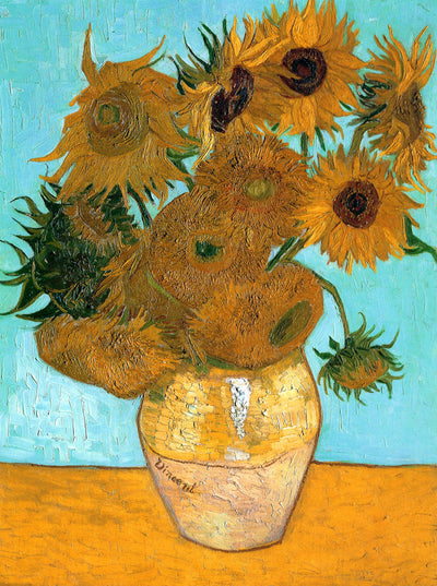 Still Life - Vase with Twelve Sunflowers in living room