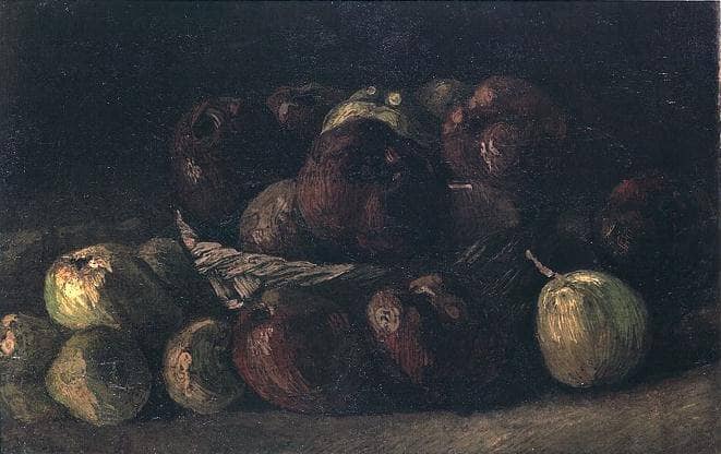Still life with a basket of apples by Vincent van Gogh — Oil Painting Reproduction