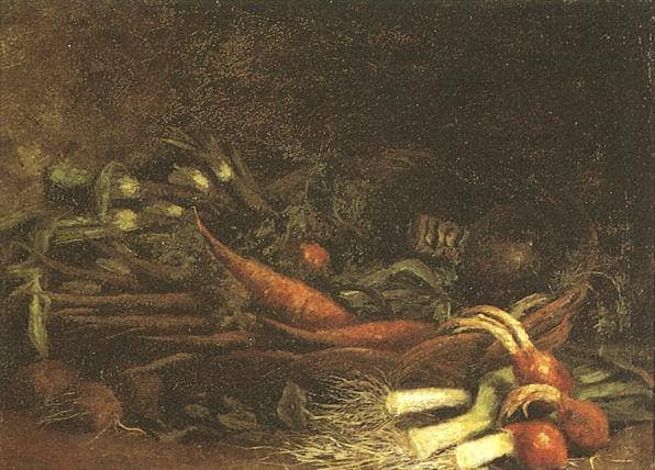 Still life with a basket of vegetables by Vincent van Gogh — Oil Painting Reproduction