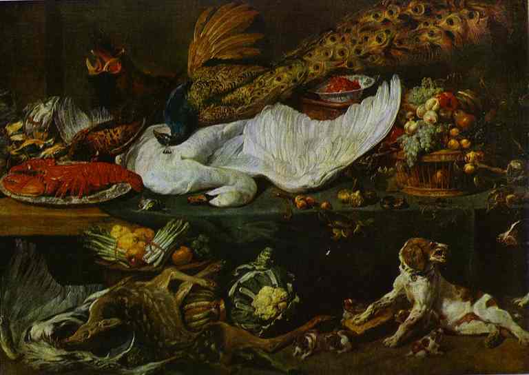 Still-Life with a Dog and Her Puppies by Frans Snyders — Oil Painting Reproduction