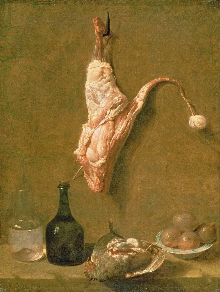 Still Life with a Leg of Veal by Jean-Baptiste Oudry — Oil Painting Reproduction