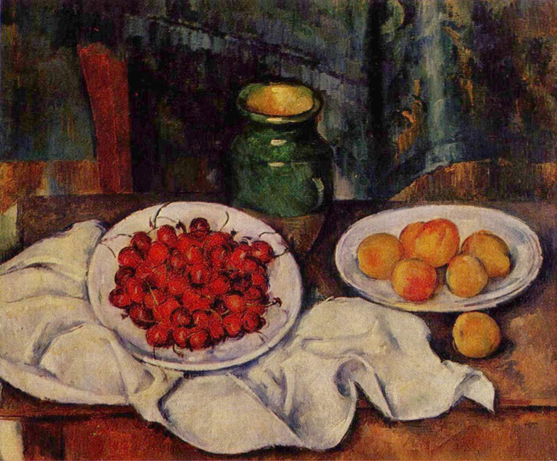 Still Life with a Plate of Cherries by Paul Cezanne — Oil Painting Reproduction