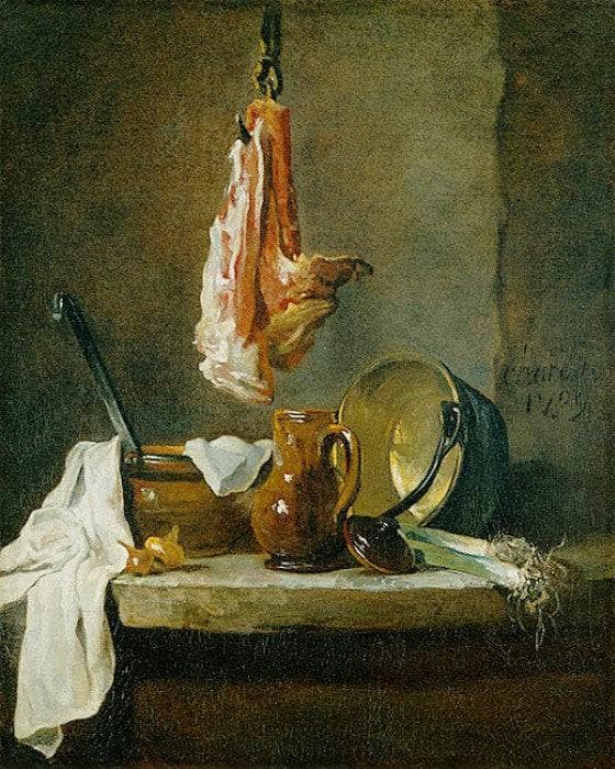 Still Life with a Rib of Beef by Jean-Baptiste-Simeon Chardin — Oil Painting Reproduction