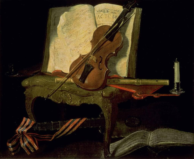 Still Life with a Violin by Jean-Baptiste Oudry — Oil Painting Reproduction