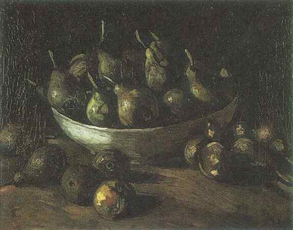 Still life with an Earthern bowl and pears by Vincent van Gogh — Oil Painting Reproduction