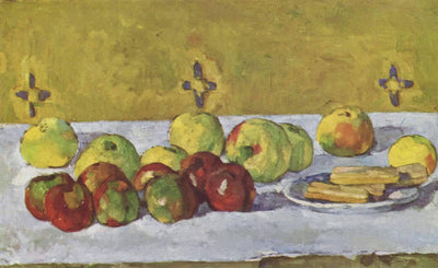 Still life with apples and biscuits in bedroom