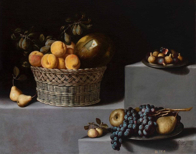 Still Life with Basket and Fruit by Juan van der Hamen — Oil Painting Reproduction