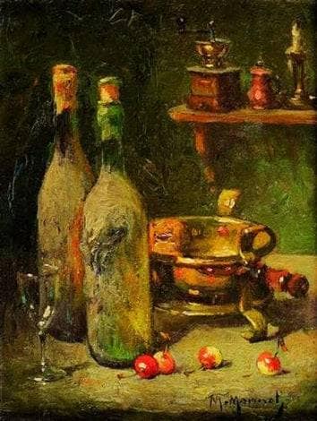 Still Life with Bottles by Maurice Louis Monnot — Oil Painting Reproduction