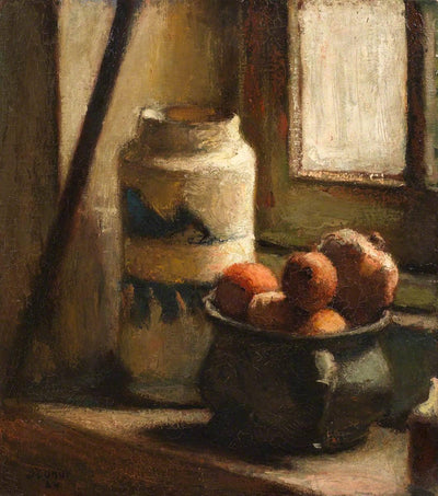 Still Life with Bowl of Fruit by a Window in apartment