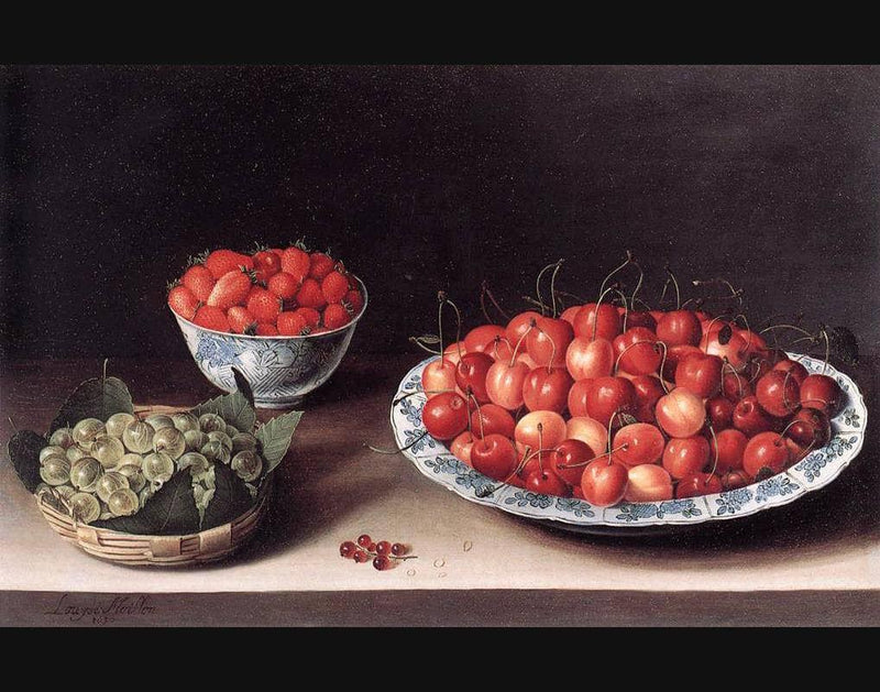 Still Life with Cherries, Strawberries and Gooseberries by Louise Moillon — Oil Painting Reproduction